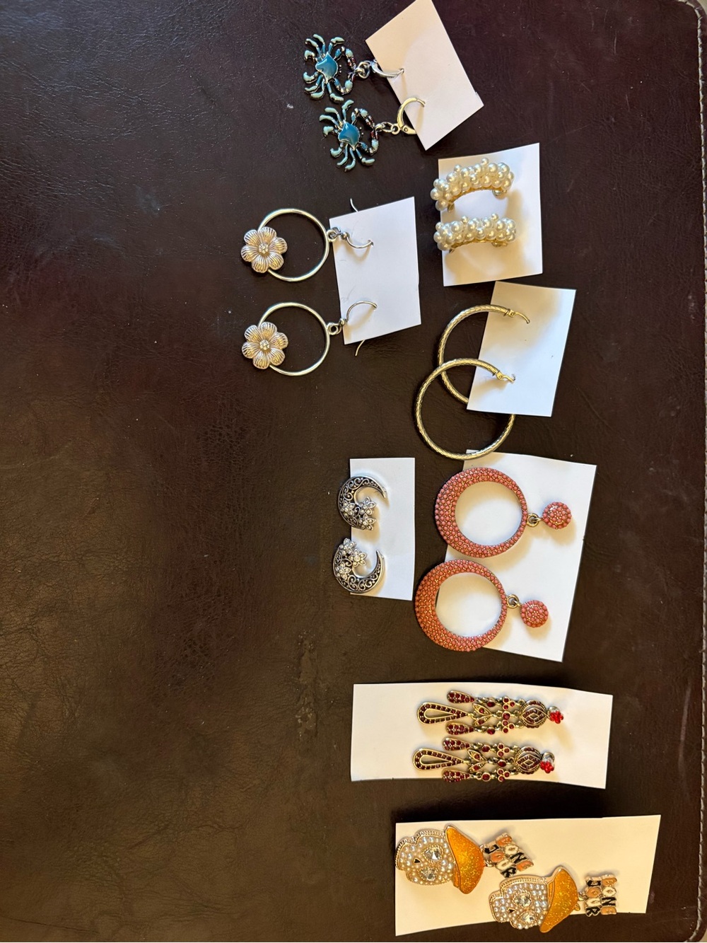 8 Assorted Women's Fashion Earrings - Coral, Gold, Turquoise & Pearl